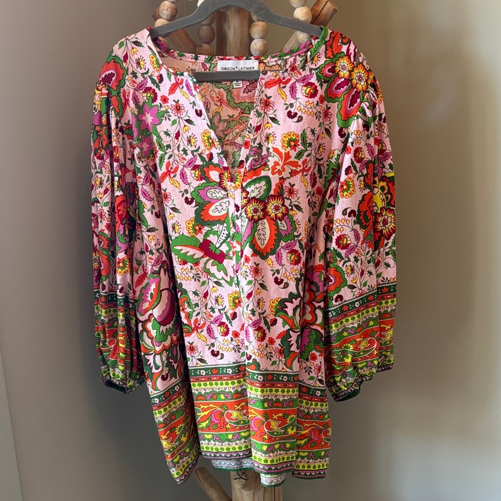 Gibson & Latimer Floral Multicolor Women's Top